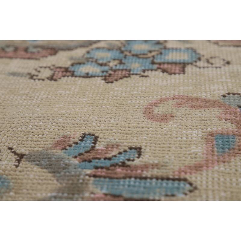Tabriz Persian Area Rug Beige Oriental Hand-Knotted Wool Carpet - 7'11"x 11'0"
