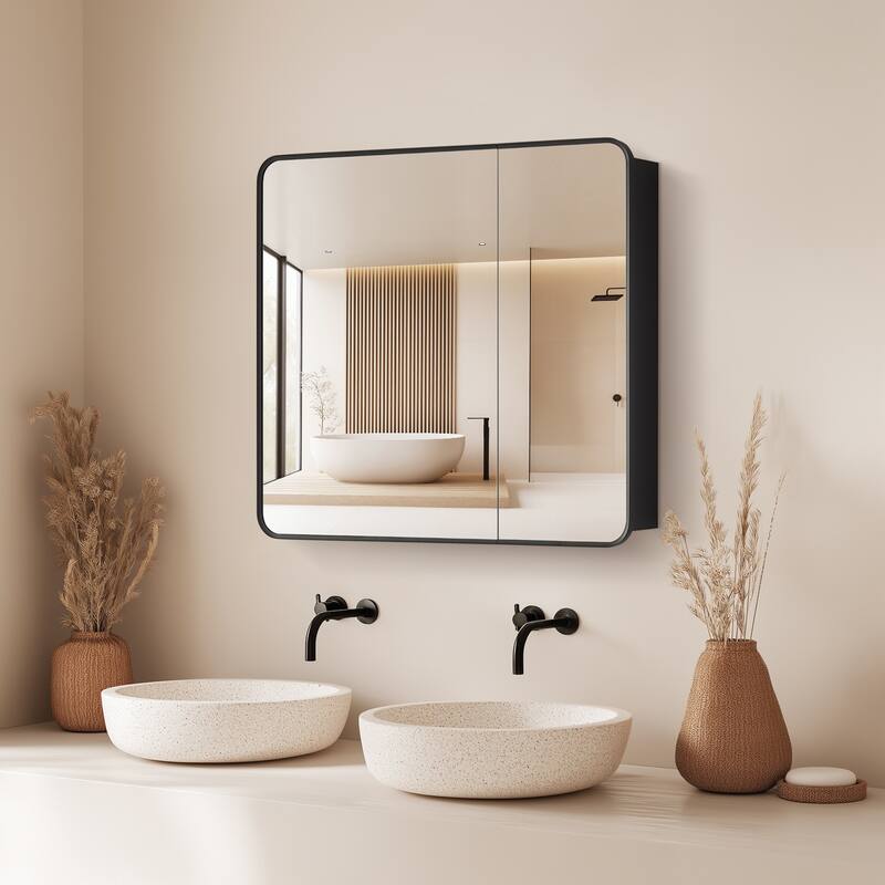 Talayuela Rectangular Aluminum Framed Medicine Cabinet with Mirror