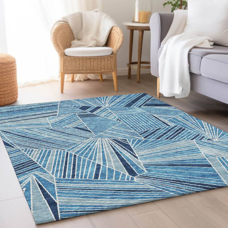 Premium Washable Super Soft Modern Mosaic Mayfield Rug - Blue - 3' x 5'