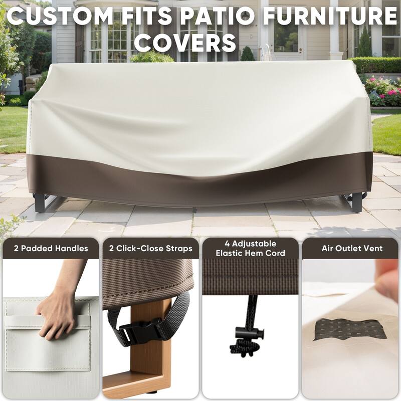 Heavy Duty Patio Sofa Cover, Waterproof 3-Seater Outdoor Sofa Cover