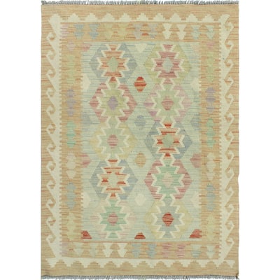 Sun Faded Flatweave Moneera Grey/Beige Rug - 3'3" x 4'9"