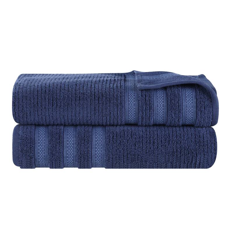 Superior Brea Zero Twist Cotton Ribbed Modern Bath Sheet Set of 2