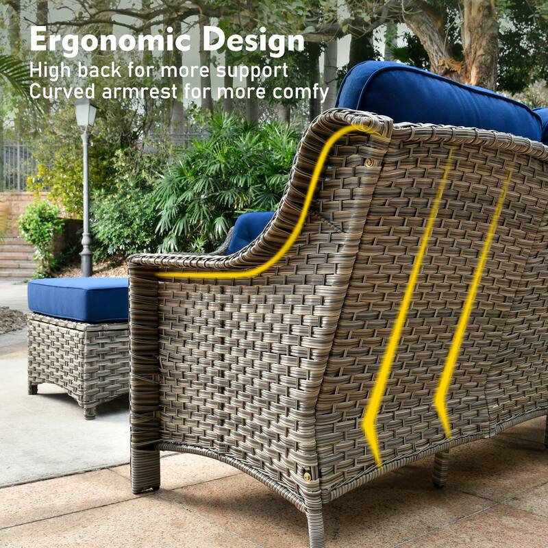 XIZZI 5-piece Patio Furniture Wicker Swivel Rocking Chair Set with Fire Pit
