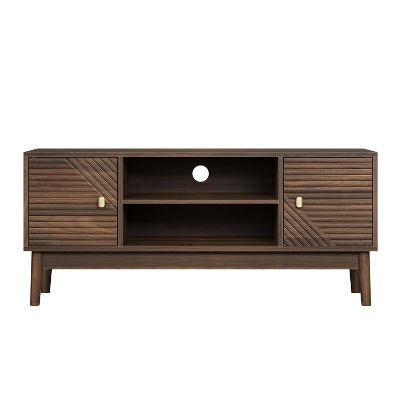 43.31" Mid-Century Modern TV Stand for 32-45" TVs, Media Console with Storage for Living Room