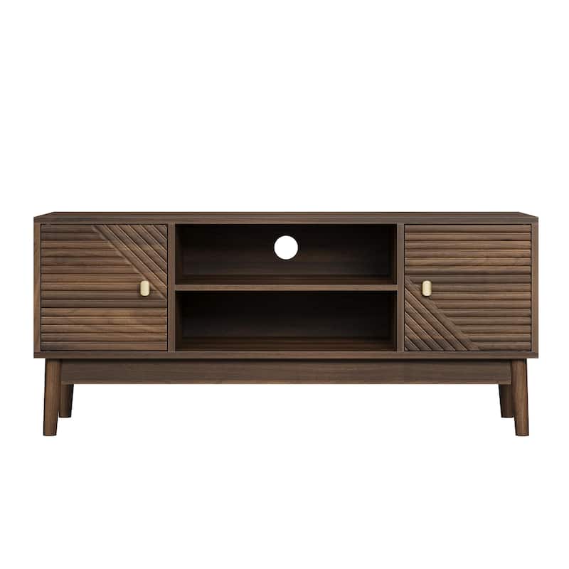 Wooden TV Stand for TVs up to 32/45 Inches, Mid-Century Modern Media Console Table Entertainment Center for Living Room, Walnut