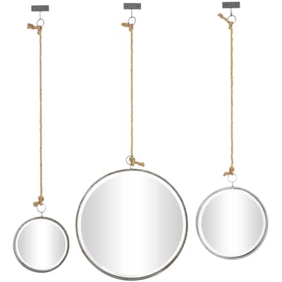 Metal Hanging Wall Mirror - Set of 3 Dark Gray - Roche River Decor
