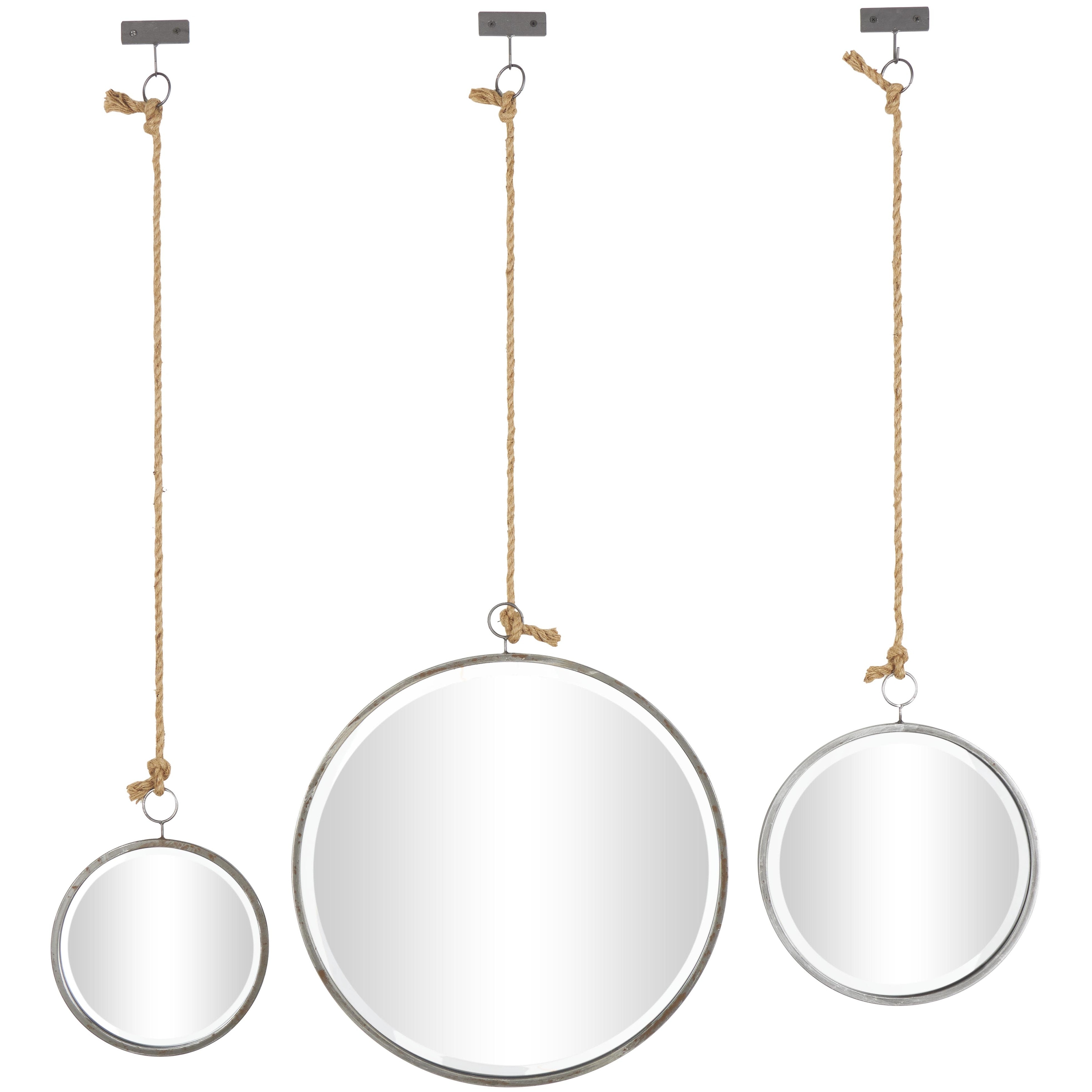 Metal Hanging Wall Mirror - Set of 3 Dark Gray - Roche River Decor