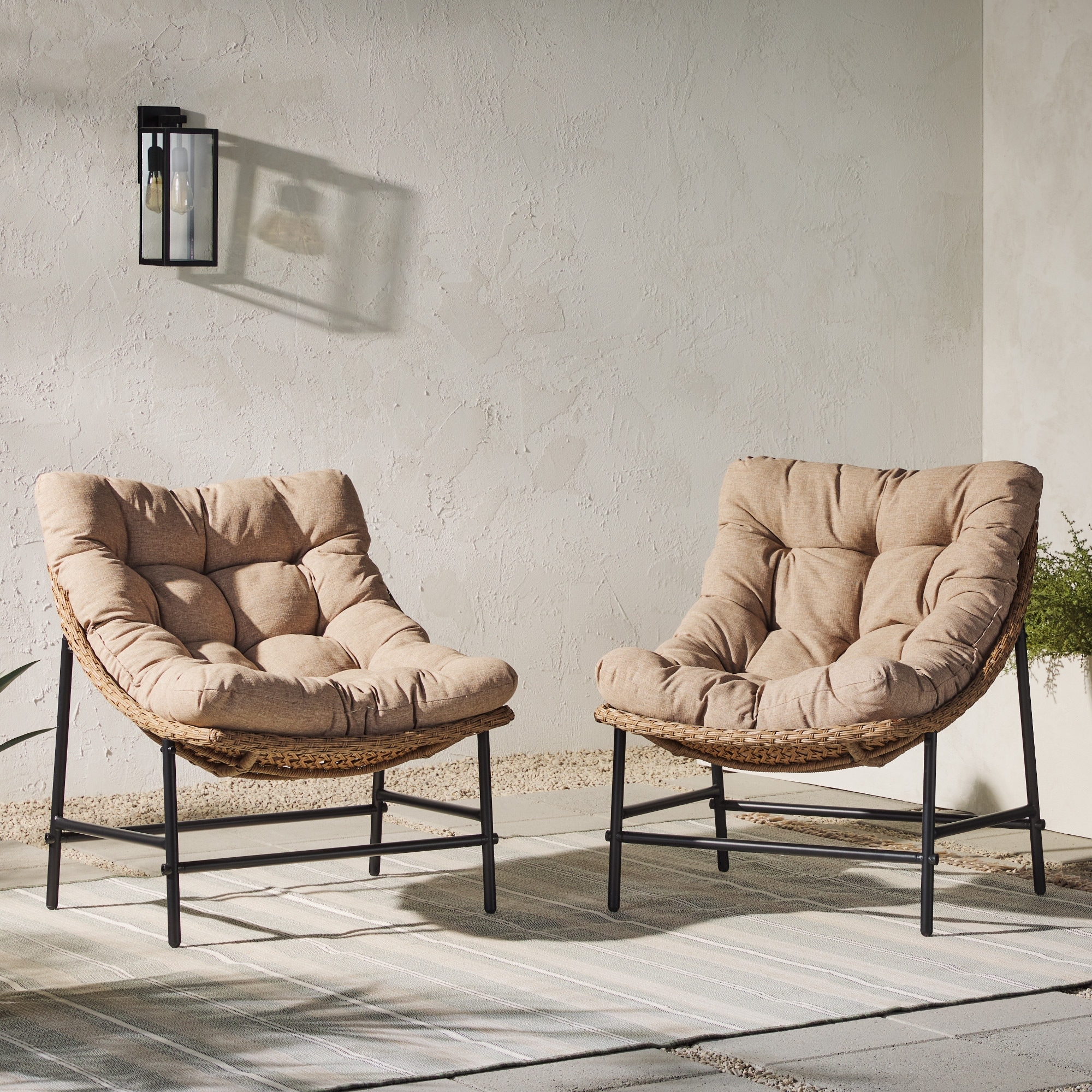 Belham living kambree all weather 2025 wicker outdoor papasan chair with cushion