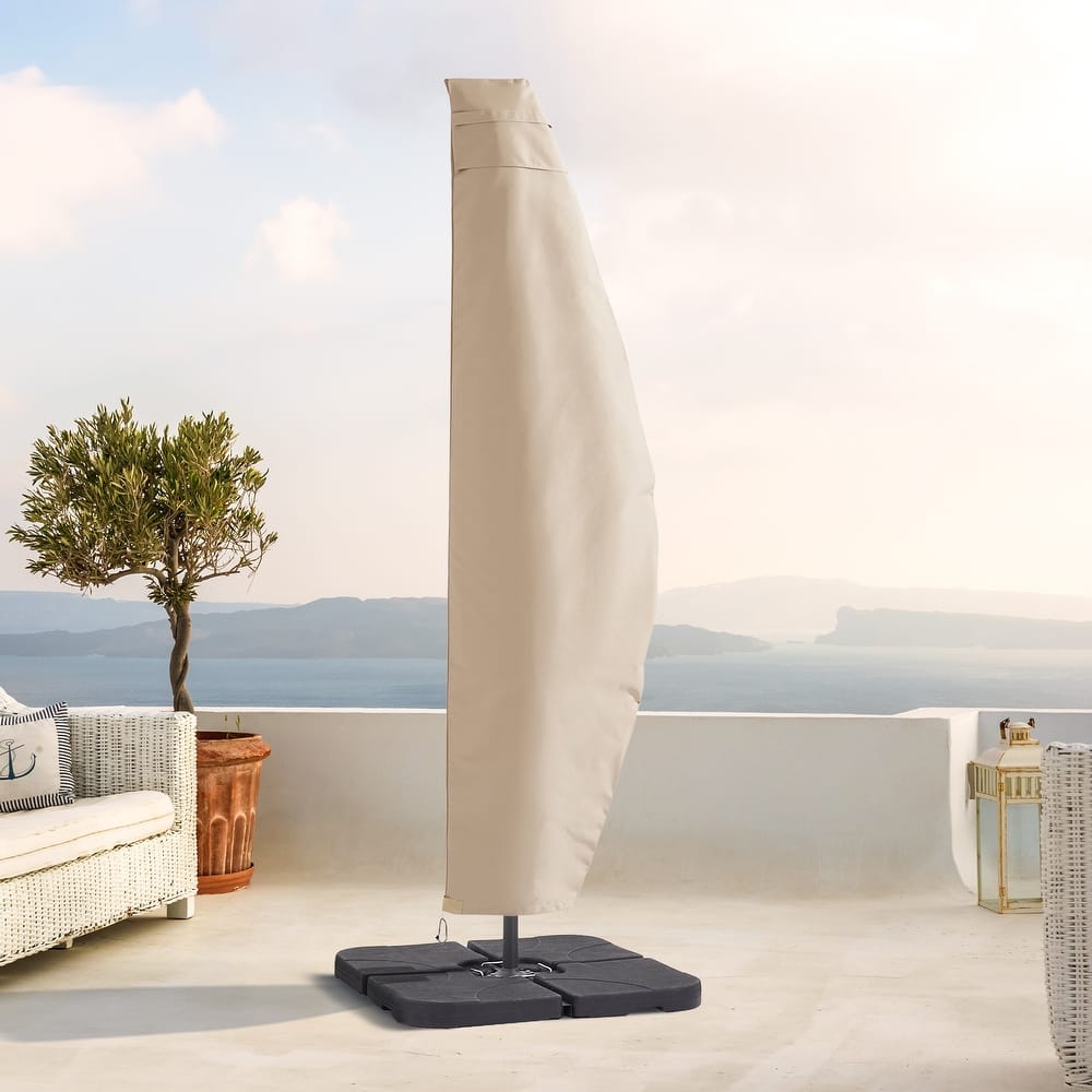 LIVOOSUN Patio Offset Umbrella Covers 600D Waterproof, Fits 8ft-11ft