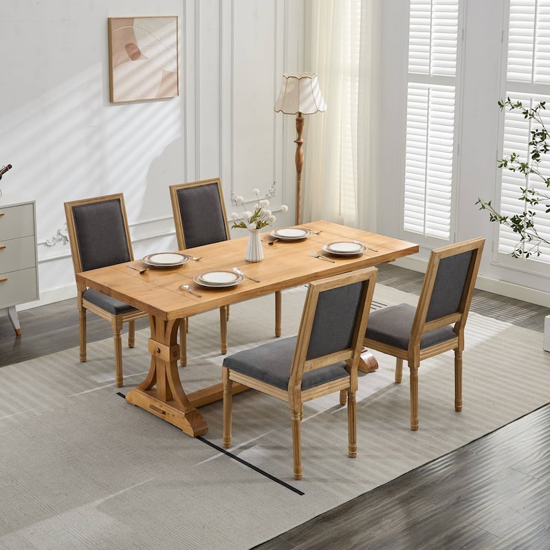Farmhouse Rattan Dining Chairs Set of 2, Mid Century Modern Kitchen & Dining Room Chairs, Cane Upholstered Kitchen Side Chair