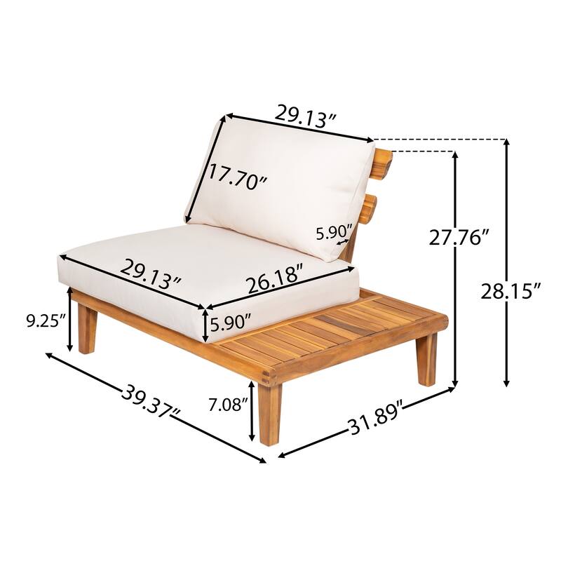 Christopher Knight Home - Laguna Outdoor Solid Acacia Wood 5-Piece Modular Sectional Sofa Set with Coffee Table and Cushions