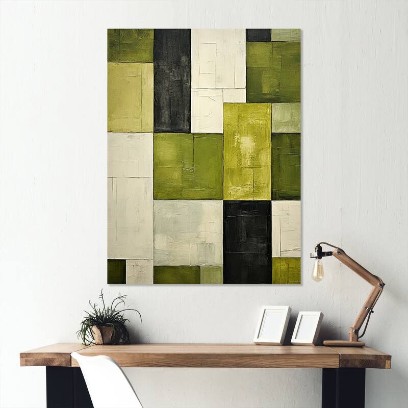 Designart "Green Eco Friendly Cubic Collage III" Solar Panels Metal Wall Art Green Wall Décor Industrial Metal Art Work
