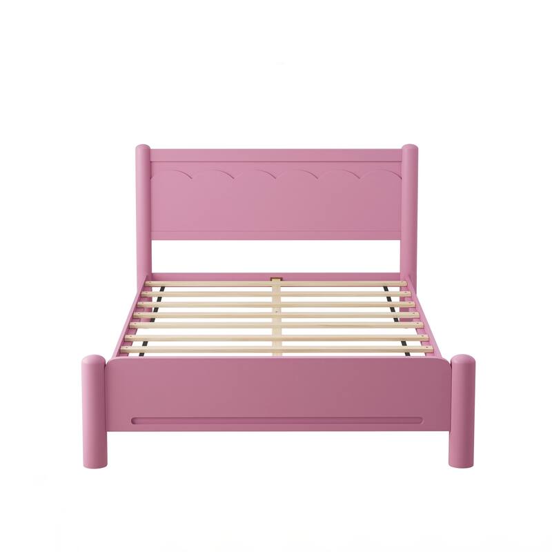 Queen Size Wood Bed Frame,Wood Platform Bed with Headboard,Solid Wood Legs