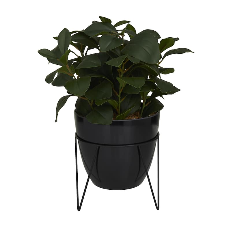 Green Faux Foliage Eucalyptus Artificial Plant with Realistic Leaves and Metal Stand and Black or White Pot