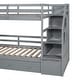 preview thumbnail 14 of 15, Elegant & Simple Twin over Twin Wood Bunk Bed with Storage Staircase, Slide and Drawers, Desk with Drawers and Shelves, Grey
