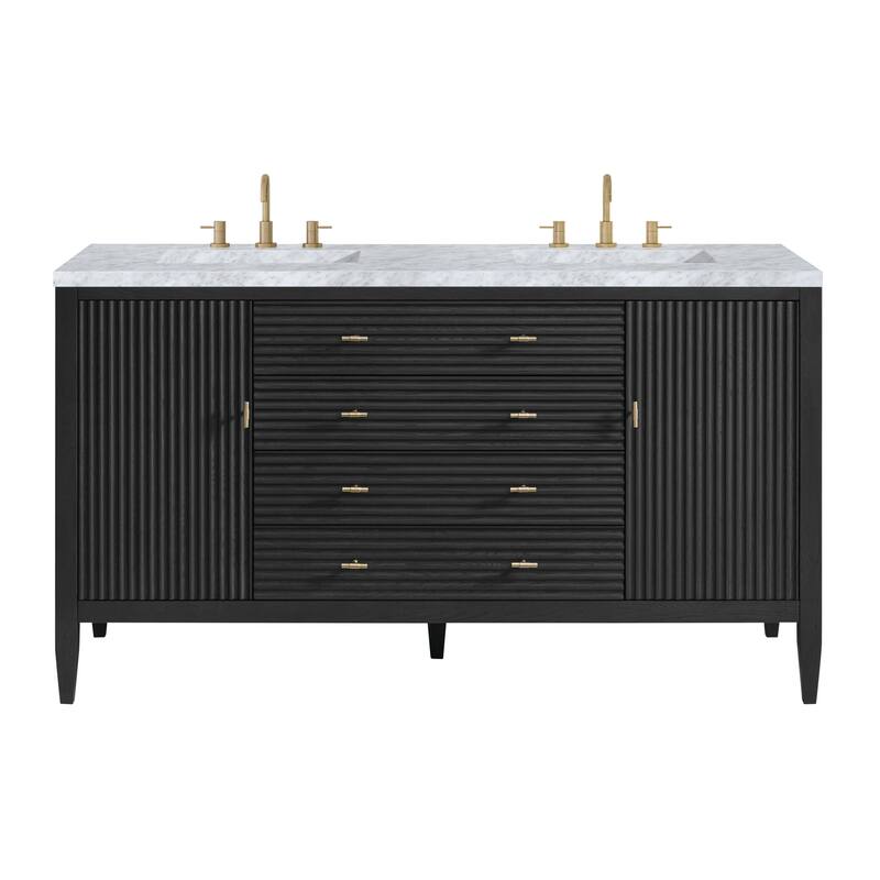 James Martin Vanities 485-V60D-3CAR Myrrin 60" Double Basin Wood - Carbon Oak - Oak Finish