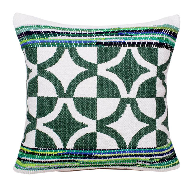 Sevita Boho Bordered Diamond Mosaic Textile Throw Pillow