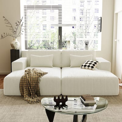 Corduroy Double Sofa Bed with 2 Pillows