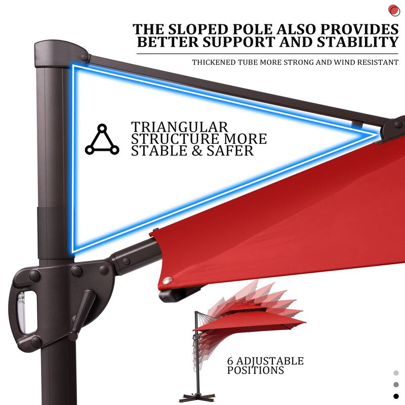 Pellebant 10 X 10 Ft Outdoor Patio Cantilever Offset Umbrella with Double Top