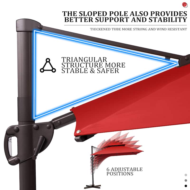 Pellebant 10 ft Square Patio Cantilever-Offset Umbrella with Base