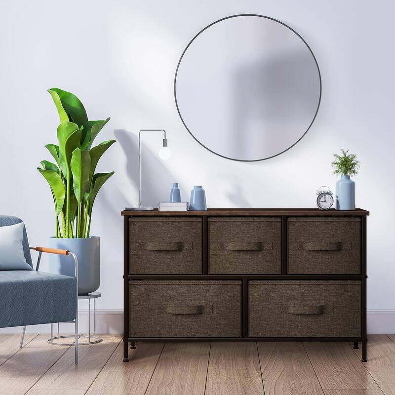 Dresser w/ 5 Drawers Furniture Storage Chest for Home, Bedroom