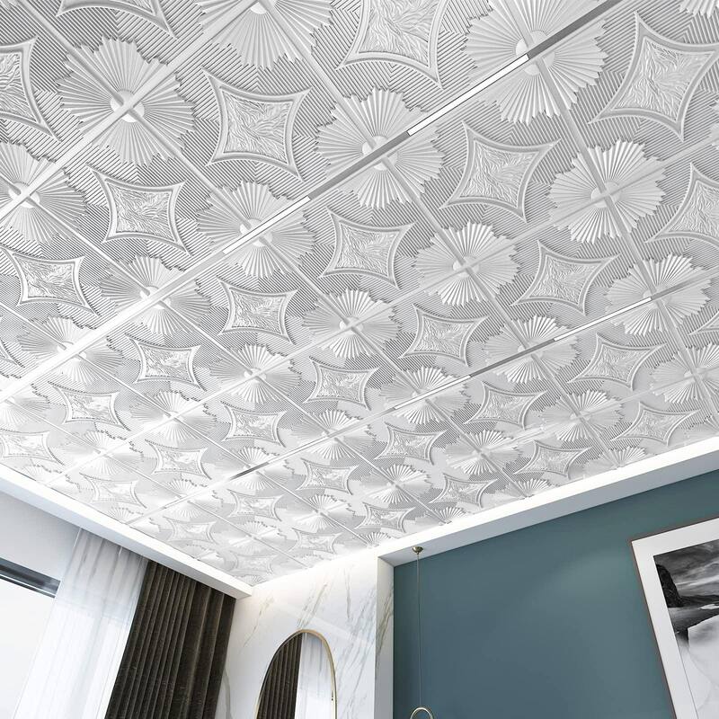 Art3d Drop Ceiling Tiles 2x2ft ,3D Wainscoting Panels Glue Up,12Pcs, 48 Sq.ft
