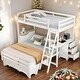 preview thumbnail 1 of 12, Modern Twin Over Full Bunk Bed With Built-in Desk And Three Drawers,Large Storage Space for Bedroom White