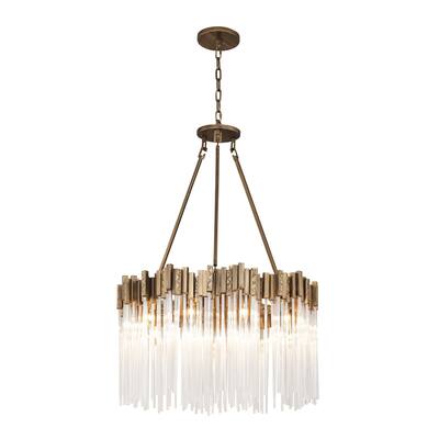 Varaluz 309P10 Matrix Recycled Steel and Fluted Glass 10-Light Pendant