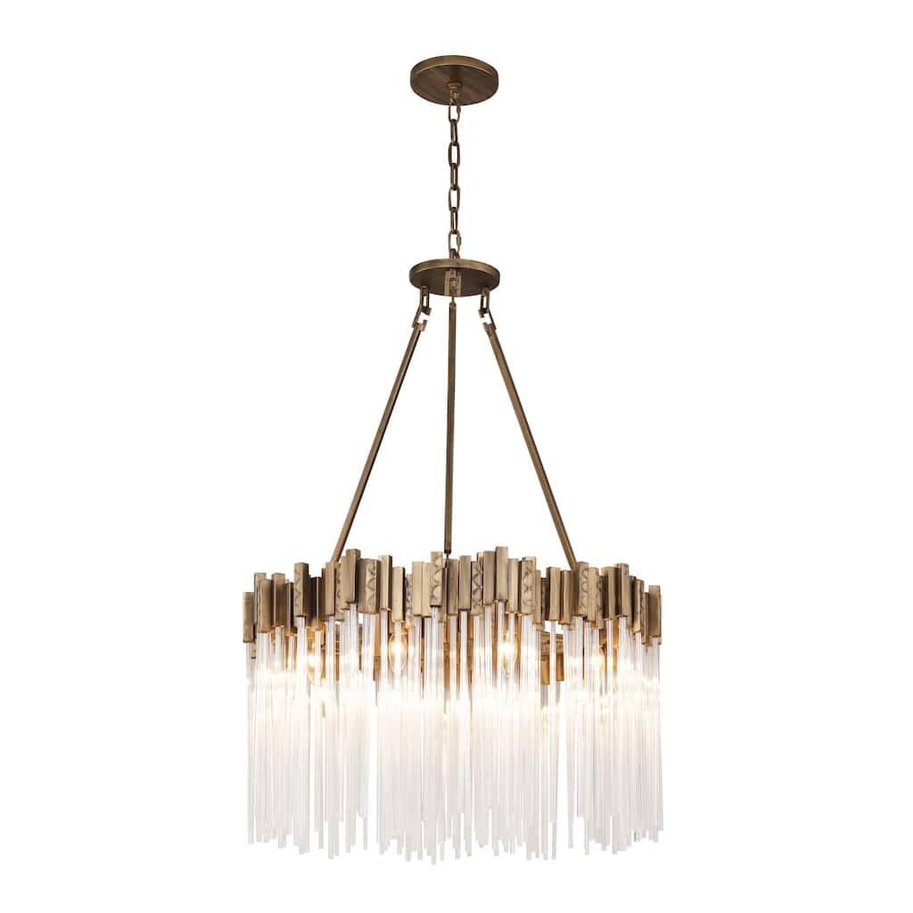 Varaluz 309P10 Matrix Recycled Steel and Fluted Glass 10-Light Pendant