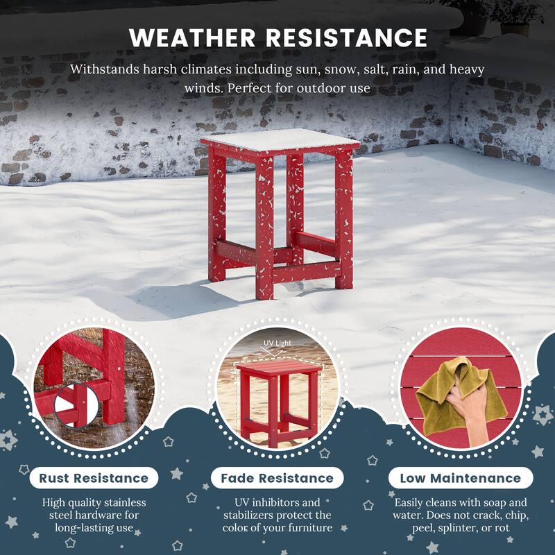 Shoreside Kids Outdoor Poly Adirondack Chair with Side Table 3-Piece Set