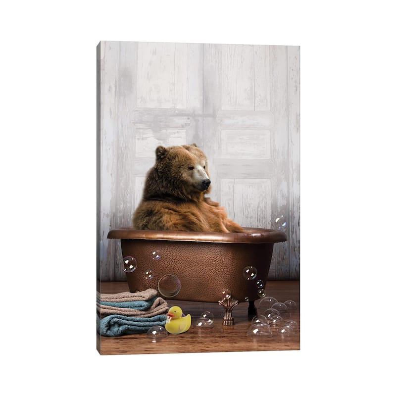 iCanvas "Bear In The Tub" by Domonique Brown Canvas Print