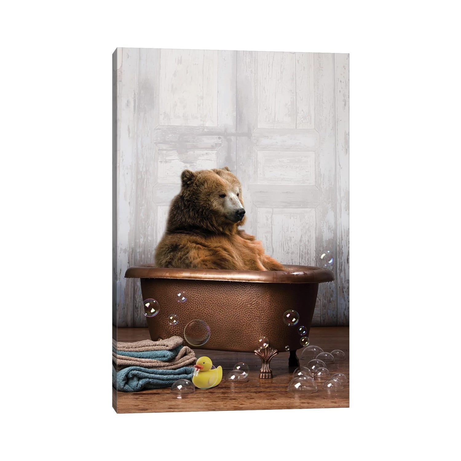 iCanvas "Bear In The Tub" by Domonique Brown Canvas Print