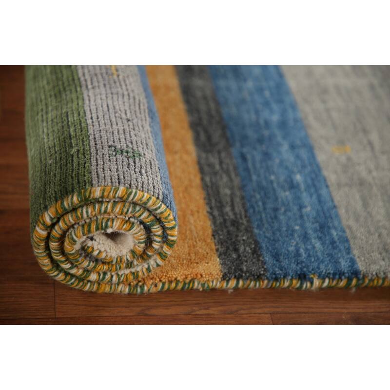 Striped Gabbeh Oriental Area Rug Hand-knotted Wool Carpet - 2'6"x 4'11"