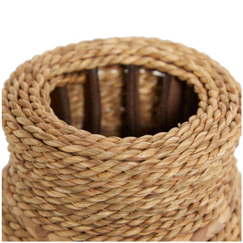 Brown Seagrass Handmade Slim Woven Tall Decorative Vase - 9"W, 32"H