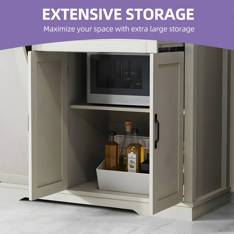 Moasis 50 Inch Drop Leaf Rolling Kitchen Island With Trash Can Storage Cabinet And Drawer