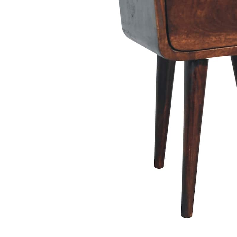 Artisan Furniture Solid Wood Mini Light Walnut Curved Nightstand