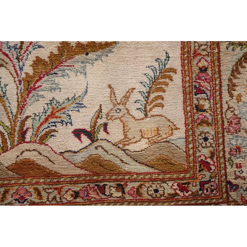 Handmade Kashan Persian Antique Area Rug Oriental Silk Carpet - 4'7"x 7'7"