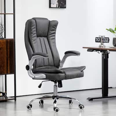 Ergonomic Massage Office Chair with Heat and Six-Point Vibration, Adjustable Height, Flip-Up Armrests