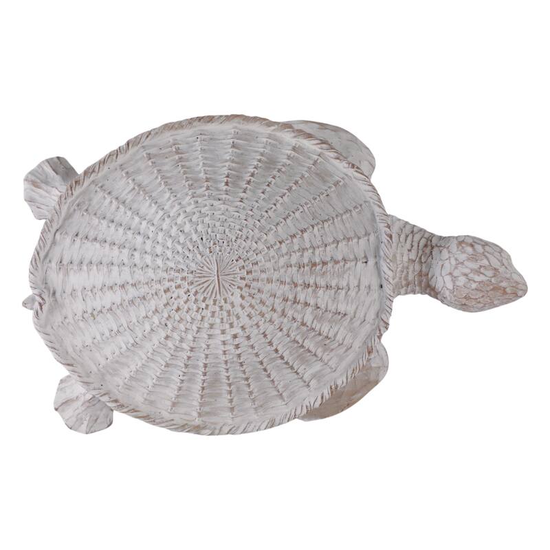Resin Coastal Style Sea Turtle Sculpture with Woven Shell Texture