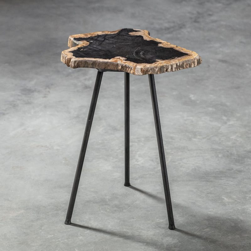 Uttermost Mircea 16" Wide Cross Section Petrified Wood Accent Table by