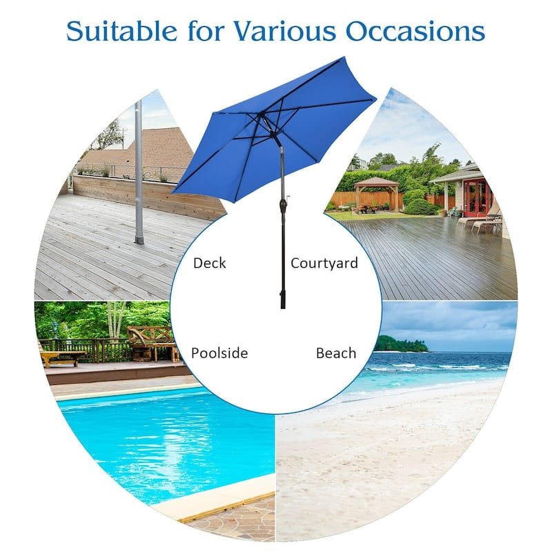 9 ft Outdoor Market Patio Table Umbrella Push Button Tilt Crank Lift