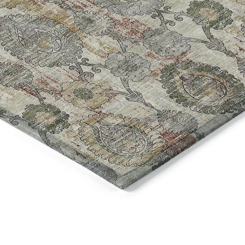 Machine Washable Indoor/ Outdoor Chantille Traditional Floral Rug
