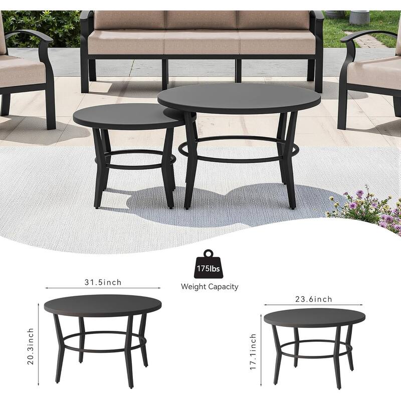 Kullavik Aluminum Outdoor Patio Sectional Sofa Set with Swivel Rocking Chairs and Coffee Table