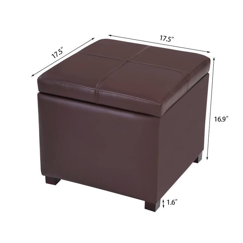 Adeco Square Tufted Storage Ottoman with Hidden Space