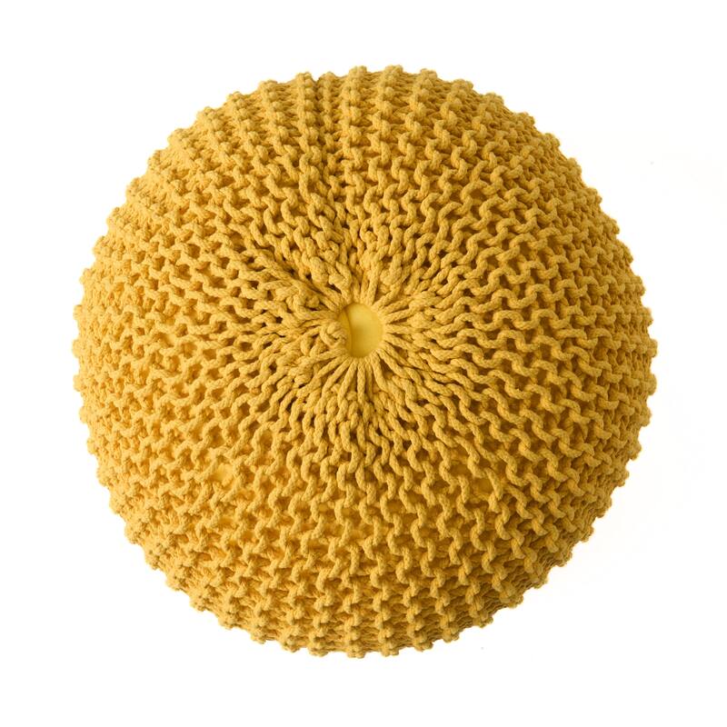 Bordeaux Knitted Cotton Round Pouf,Comfortable choice, multiple functions, classic design, and cozy cornersCoral