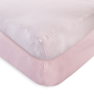 Touched by Nature Baby Girl Organic Cotton Crib Sheet, Barely Pink, One Size - Barely Pink - One Size