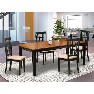Modern Dining Set Includes Dining Table with 4 Wooden Chairs in Black ...