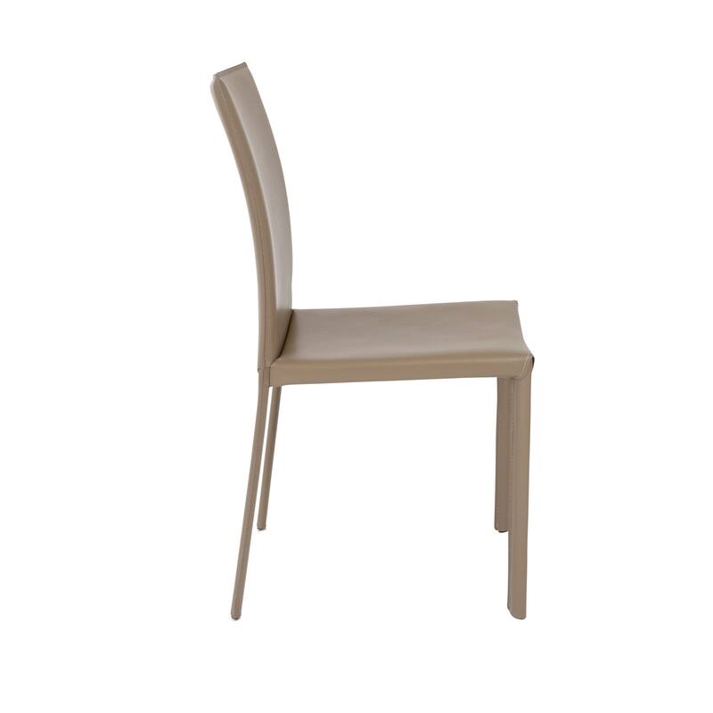HomeRoots Set of Two Taupe Upholstered Leather Dining Side Chairs - 19.30 in. x 35.04 in. x 20.87 in.