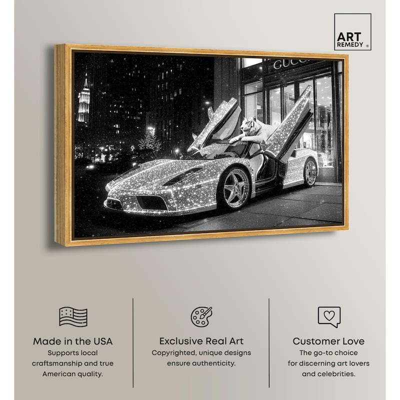Glistening Tiger and Car Canvas by Art Remedy