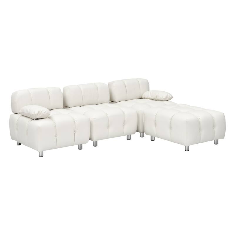 A 90.60-inch technology cloth white sofa, waterproof, stain and cat scratch resistant